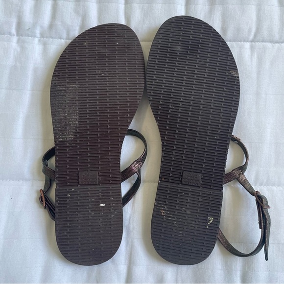 EUC Havaianas Womens metallic leather ankle strap sandals Sz 6 or EU 37/38 - Picture 6 of 10